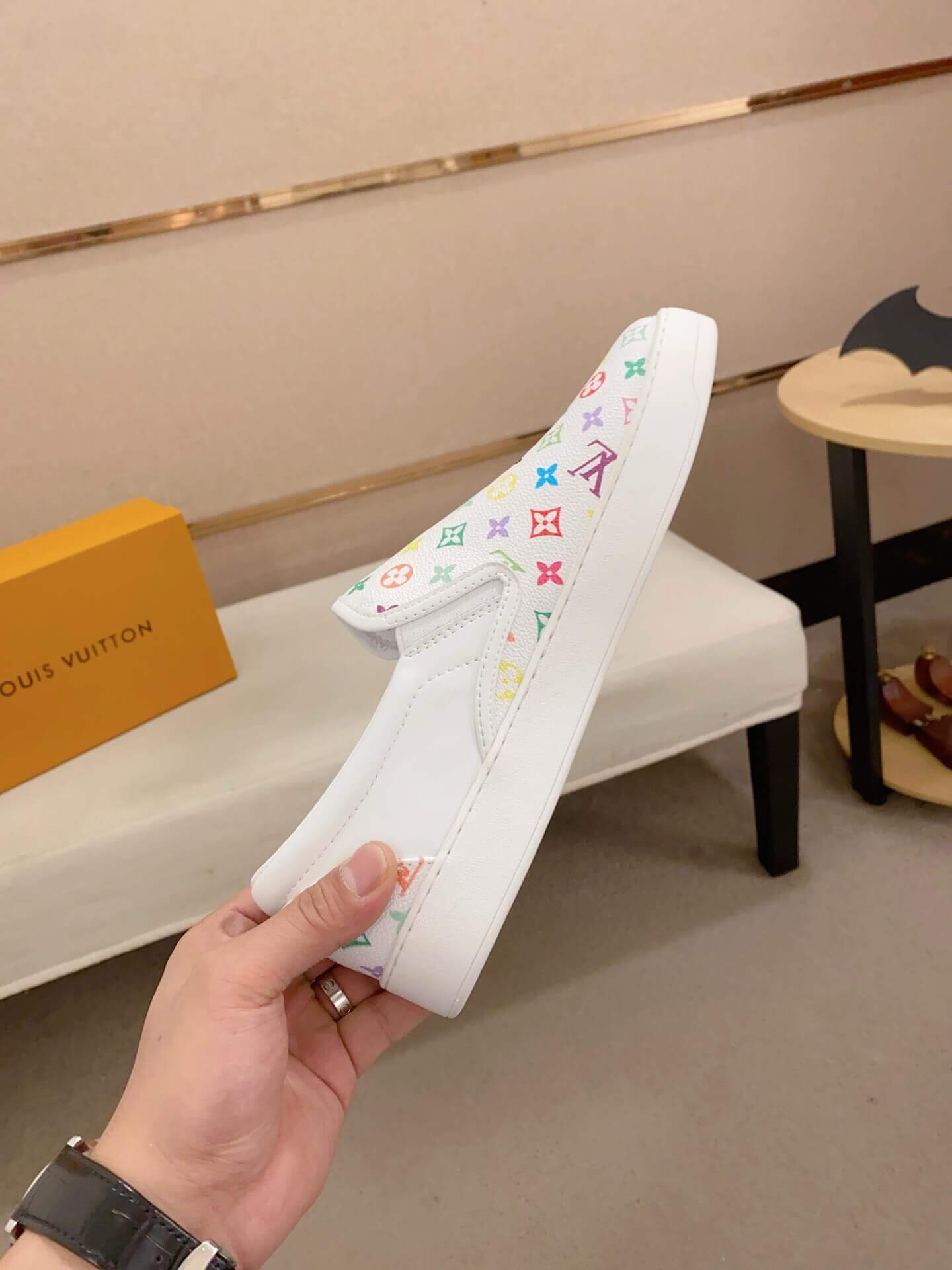 LV X TM Multicolor Canvas Slip-On Sneaker in White 5 LV X TM Multicolor Canvas Slip-On Sneaker in White - Image 5