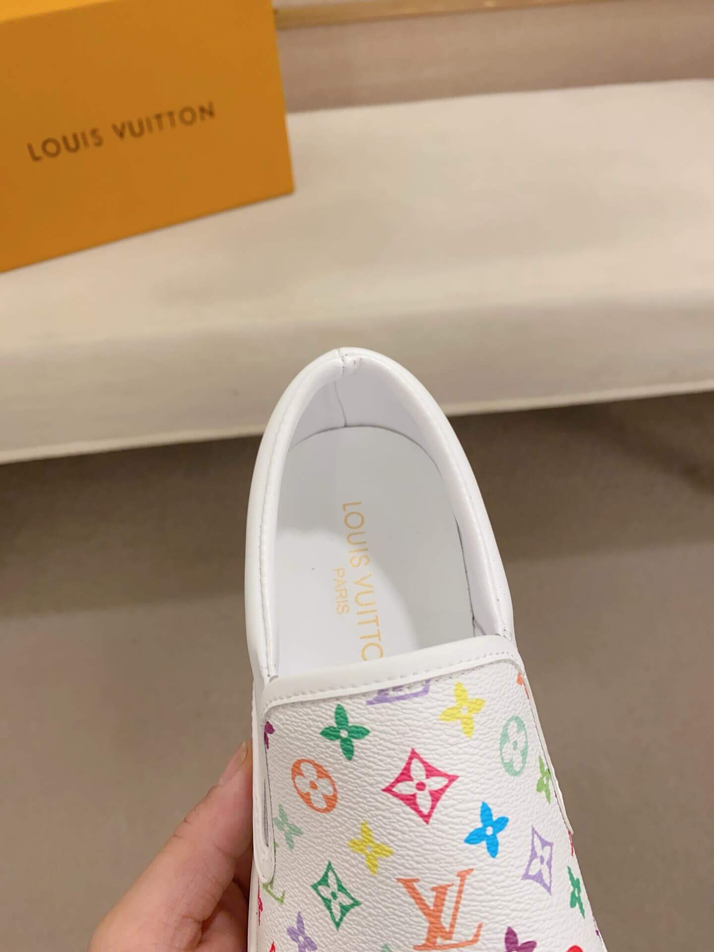 LV X TM Multicolor Canvas Slip-On Sneaker in White 6 LV X TM Multicolor Canvas Slip-On Sneaker in White - Image 6