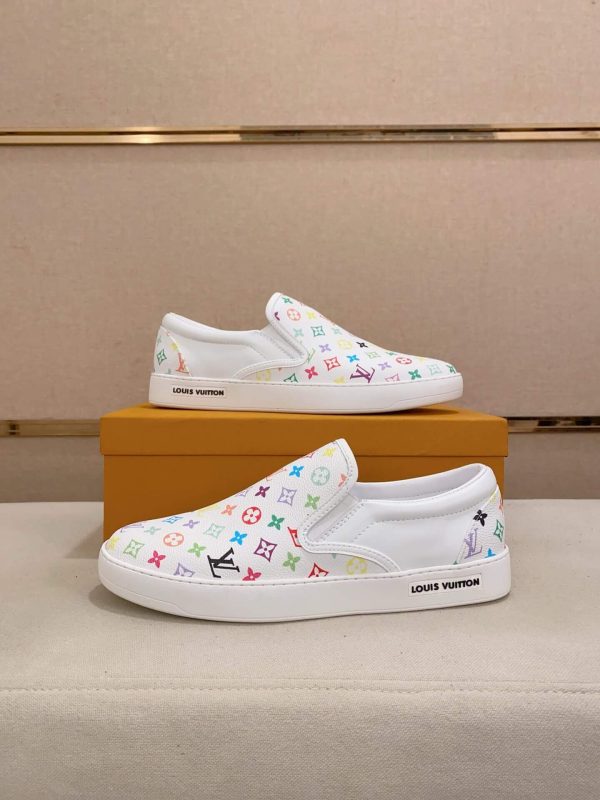 LouisVuittonslip-onsneakerwithawhitebackgroundandacolorfulmonogrampattern_7 LV X TM Multicolor Canvas Slip-On Sneaker in White