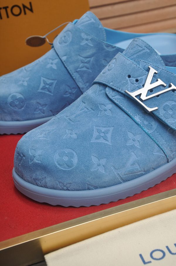 Louis Vuitton LV Ille Slide in Blue Monogram Suede