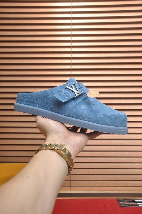 Louis Vuitton LV Ille Slide in Blue Monogram Suede