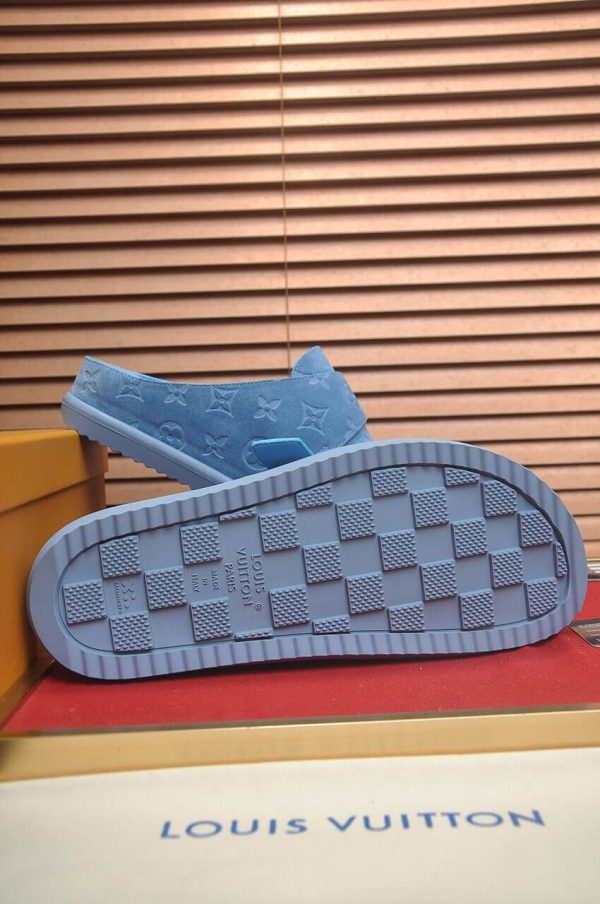Louis Vuitton LV Ille Slide in Blue Monogram Suede