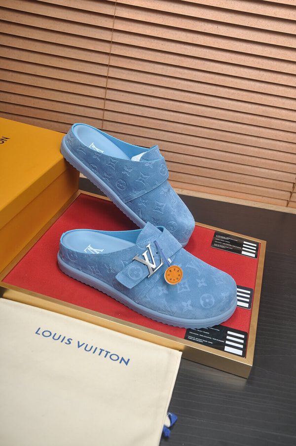 Louis Vuitton LV Ille Slide in Blue Monogram Suede