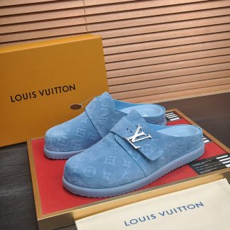 Louis Vuitton LV Ille Slide in Blue Monogram Suede