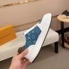 Louis Vuitton Blue Monogram Denim and White Leather Sneakers