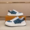 Louis Vuitton Blue Monogram Denim and White Leather Sneakers