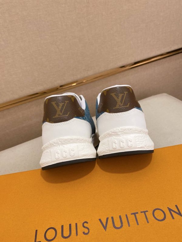 Louis Vuitton Blue Monogram Denim and White Leather Sneakers