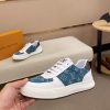 Louis Vuitton Blue Monogram Denim and White Leather Sneakers