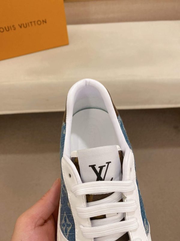 Louis Vuitton Blue Monogram Denim and White Leather Sneakers