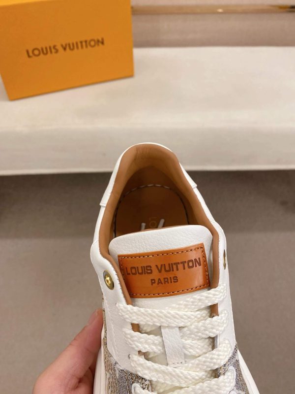 LV Beverly Hills Sneaker in Brown Monogram Denim and White Leather