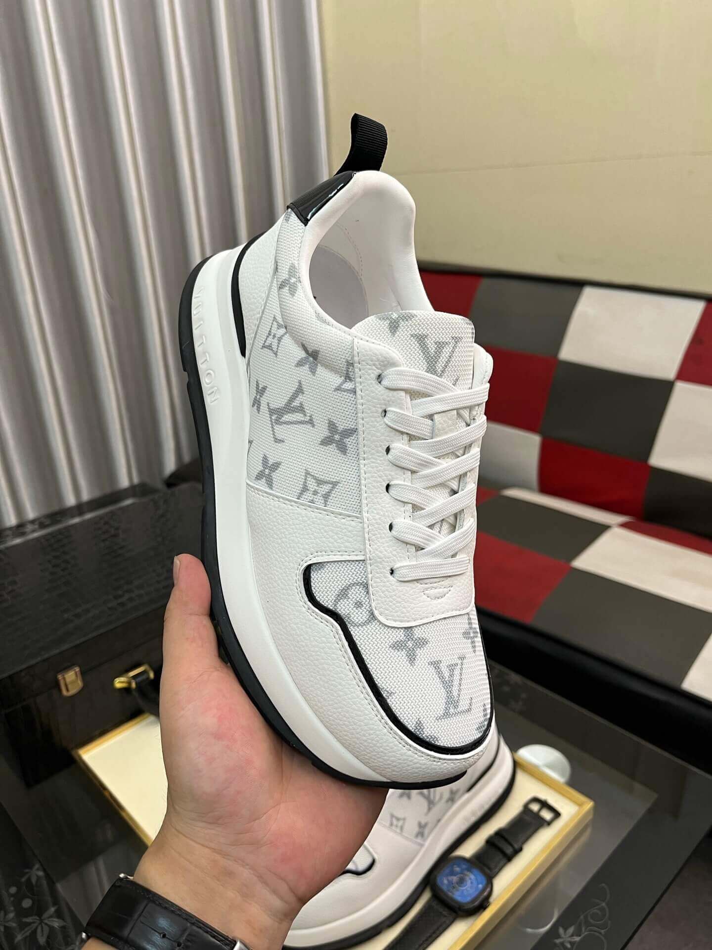 LV Run Away Trainers in White Monogram Canvas 6 LV Run Away Trainers in White Monogram Canvas - Image 6