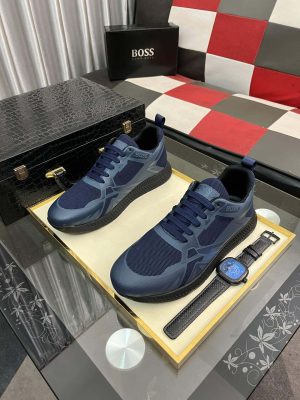 BOSS TTNM EVO Blue Hybrid Trainers with Fishbone Sole