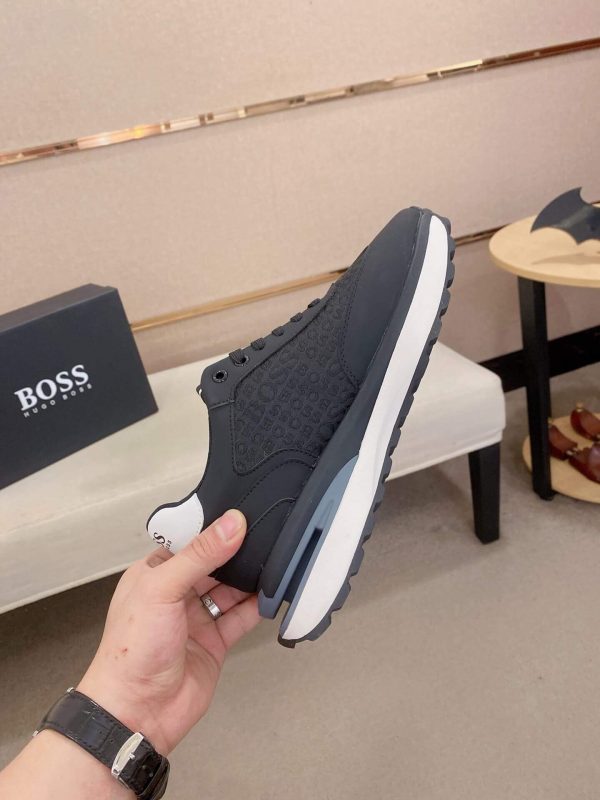 BOSS Mixed Materials Black Trainer with Jacquard Pattern