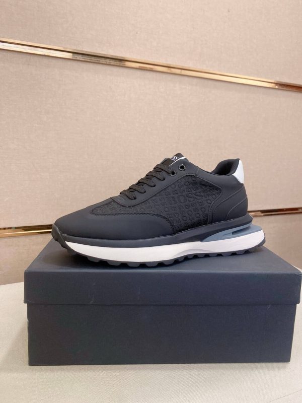 BOSS Mixed Materials Black Trainer with Jacquard Pattern