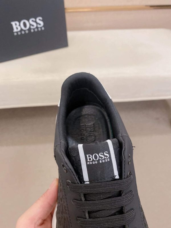 BOSS Mixed Materials Black Trainer with Jacquard Pattern