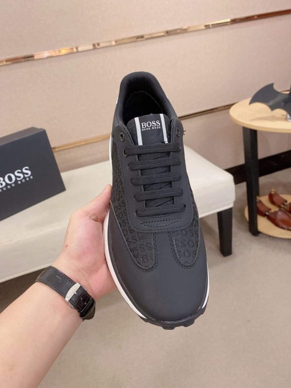 BOSS Mixed Materials Black Trainer with Jacquard Pattern