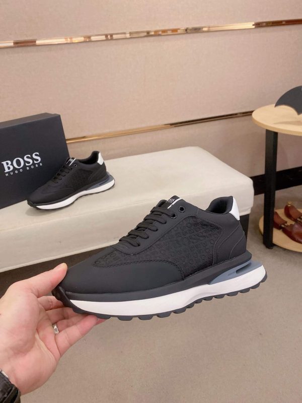 BOSS Mixed Materials Black Trainer with Jacquard Pattern