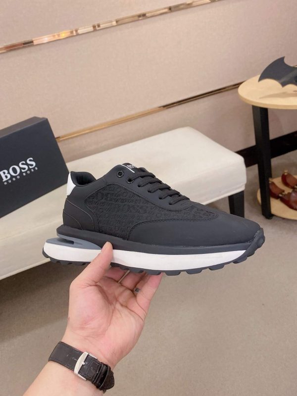 BOSS Mixed Materials Black Trainer with Jacquard Pattern