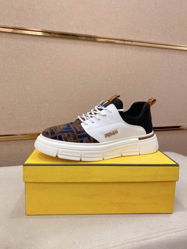 Brown & White Fendi Force FF Monogram canvas Sneakers