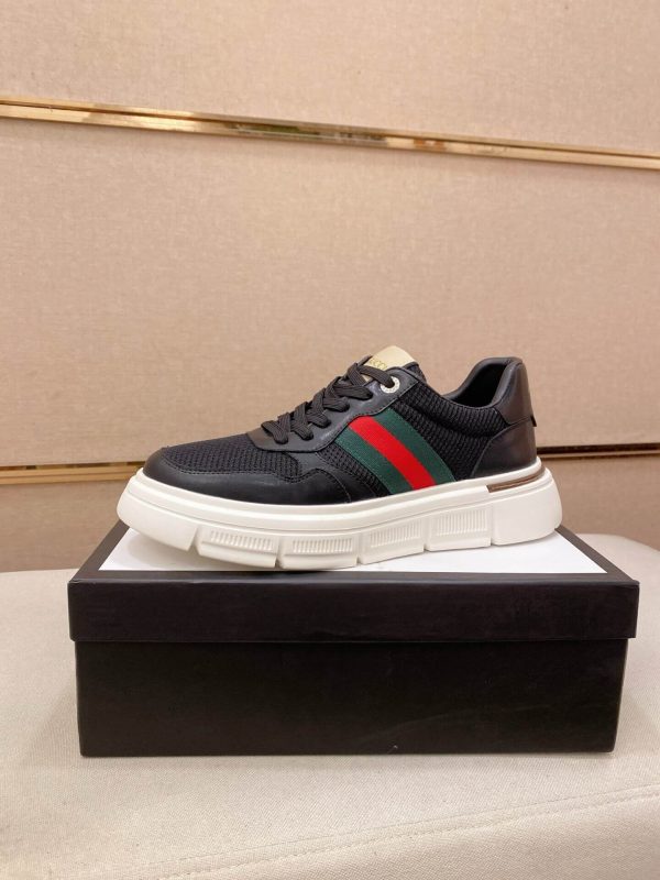 Black Gucci Mesh & Leather Web Chunky Sneakers