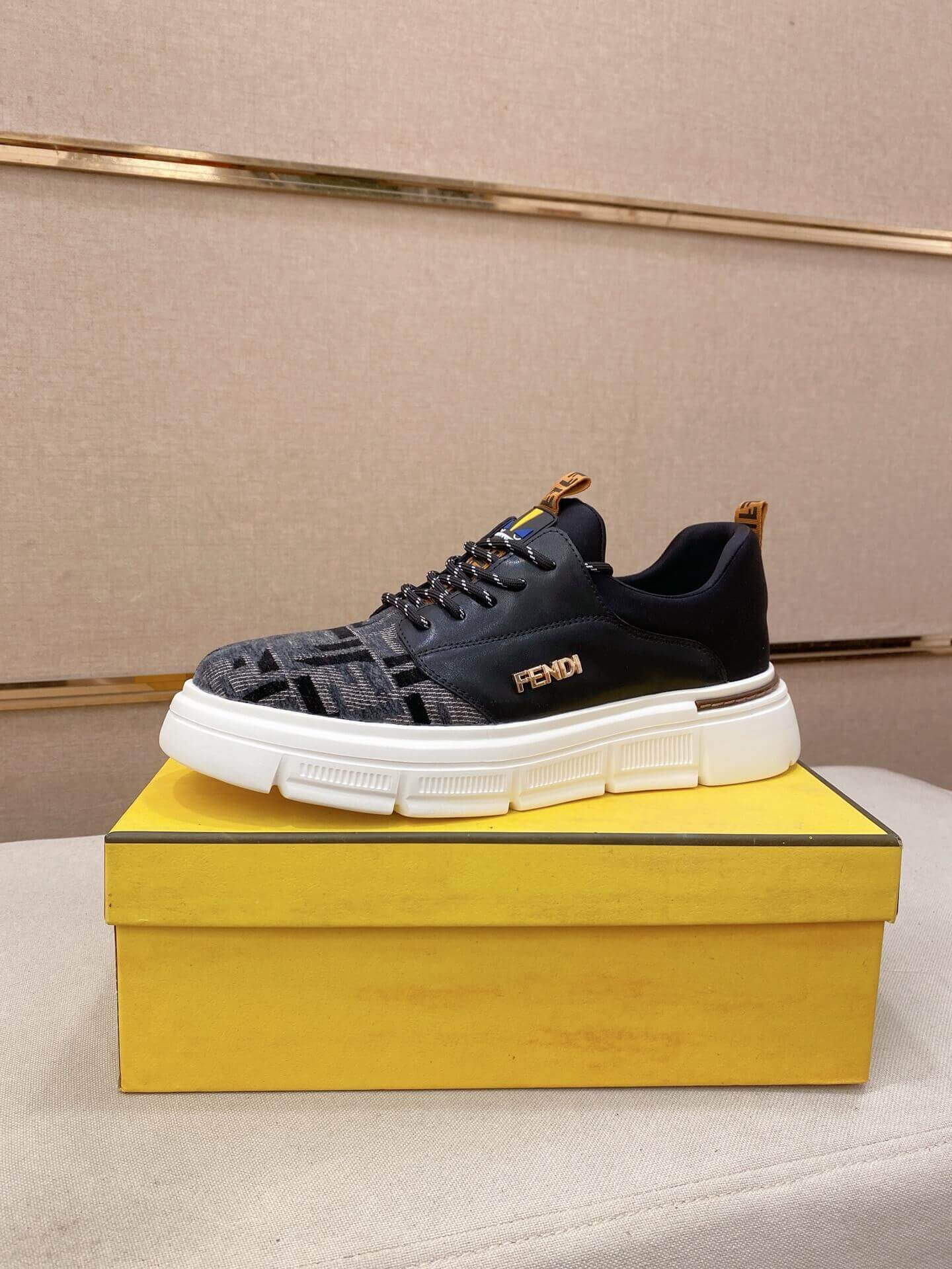 Black Fendi FF Monogram Flow Sneakers 6 Black Fendi FF Monogram Flow Sneakers - Image 6