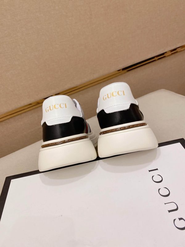 Black & Grey Gucci Leather Web GG Chunky Sneakers