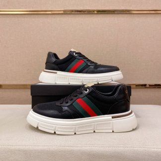 Black Gucci Mesh & Leather Web Chunky Sneakers