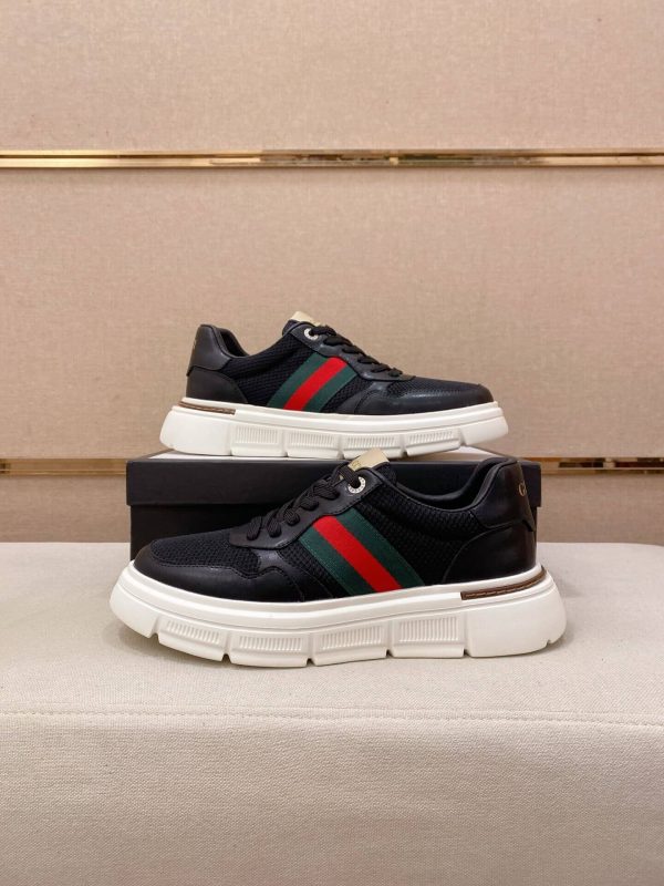 Black Gucci Mesh & Leather Web Chunky Sneakers