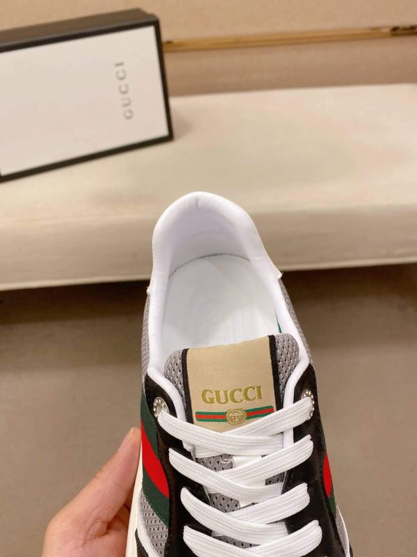 Black & Grey Gucci Leather Web GG Chunky Sneakers