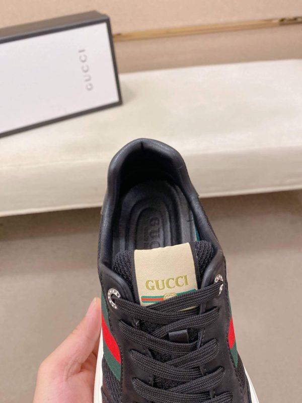 Black Gucci Mesh & Leather Web Chunky Sneakers