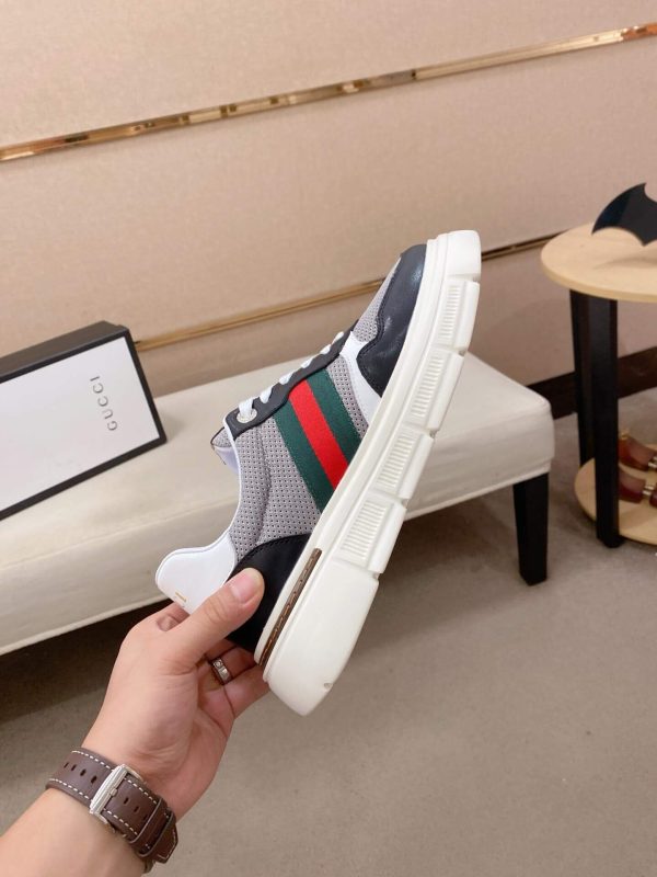 Black & Grey Gucci Leather Web GG Chunky Sneakers