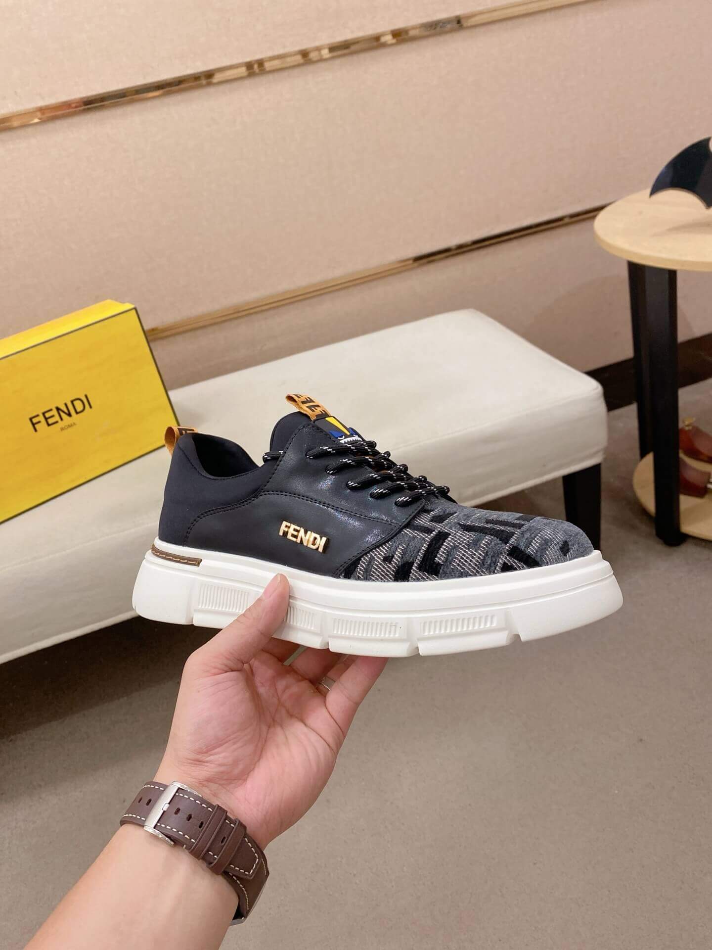 Black Fendi FF Monogram Flow Sneakers 9 Black Fendi FF Monogram Flow Sneakers - Image 9