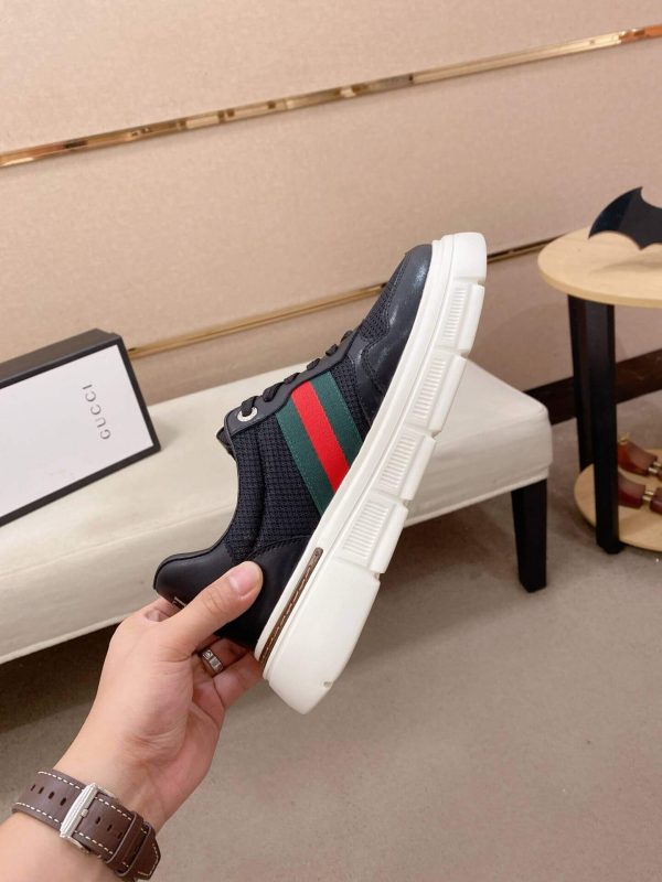 Black Gucci Mesh & Leather Web Chunky Sneakers