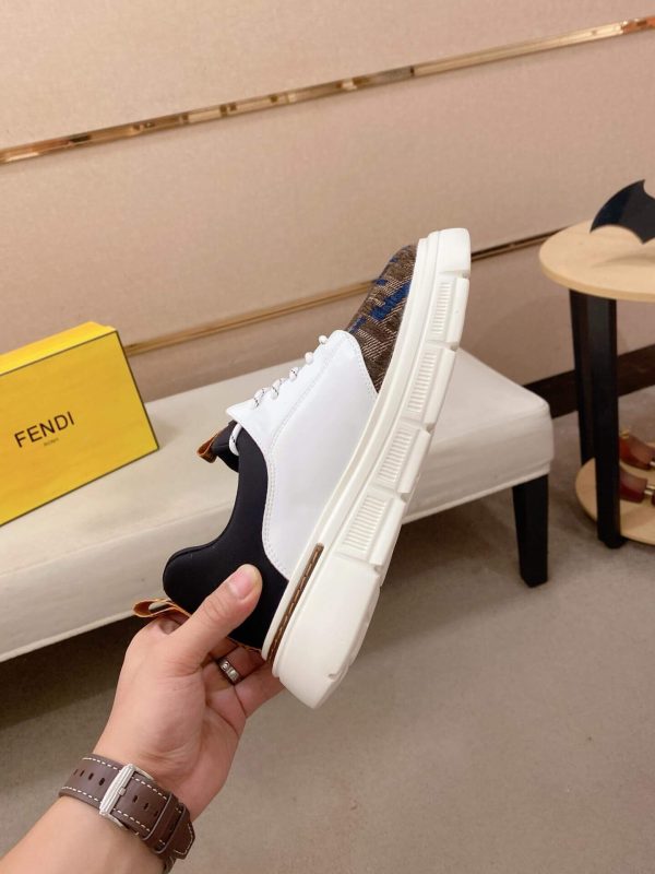Brown & White Fendi Force FF Monogram canvas Sneakers