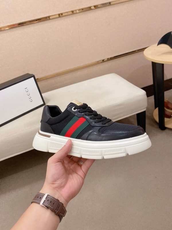 Black Gucci Mesh & Leather Web Chunky Sneakers