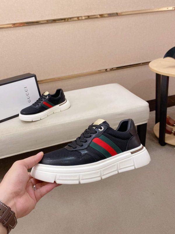 Black Gucci Mesh & Leather Web Chunky Sneakers