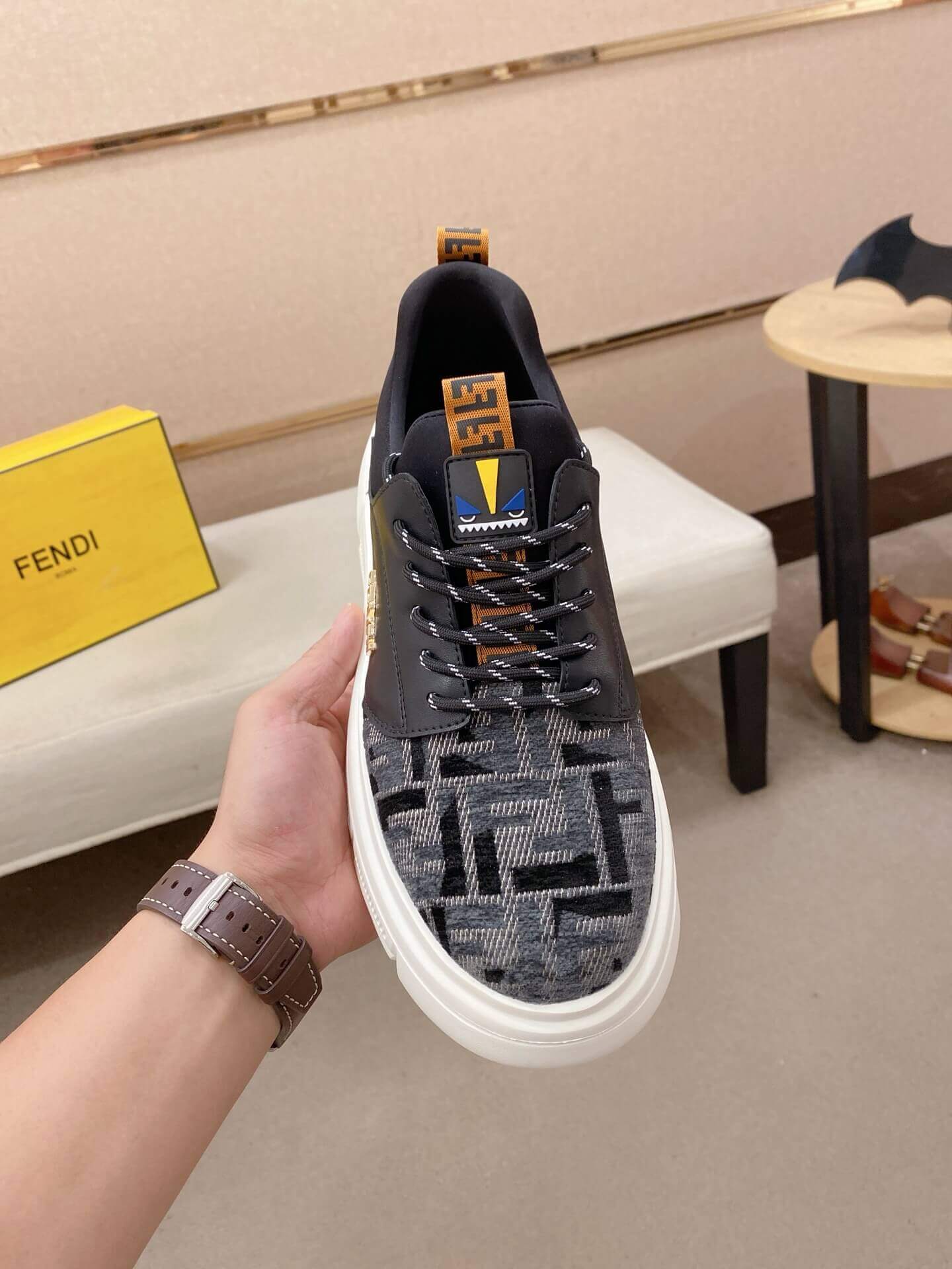 Black Fendi FF Monogram Flow Sneakers 3 Black Fendi FF Monogram Flow Sneakers - Image 3