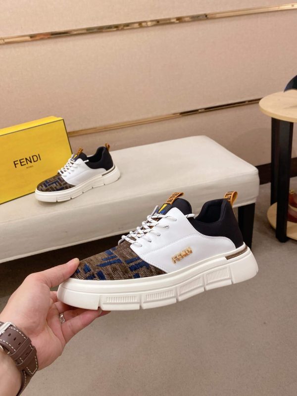 Brown & White Fendi Force FF Monogram canvas Sneakers
