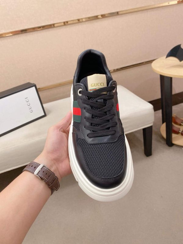 Black Gucci Mesh & Leather Web Chunky Sneakers