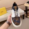 Brown & White Fendi Force FF Monogram canvas Sneakers