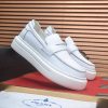 Prada Ivory Leather Platform Loafers