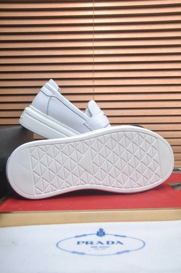 Prada Ivory Leather Platform Loafers