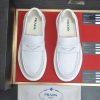 Prada Ivory Leather Platform Loafers