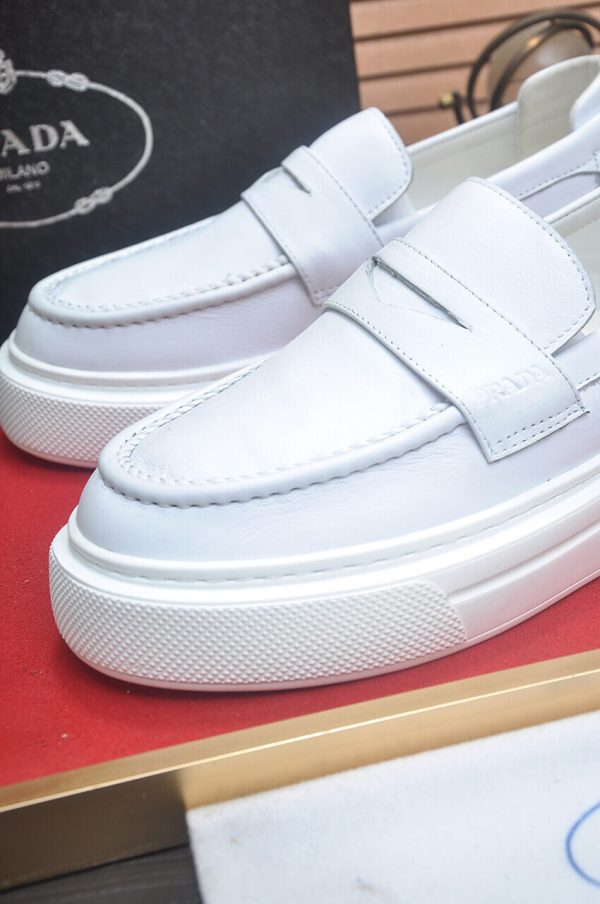Prada Ivory Leather Platform Loafers