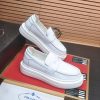 Prada Ivory Leather Platform Loafers