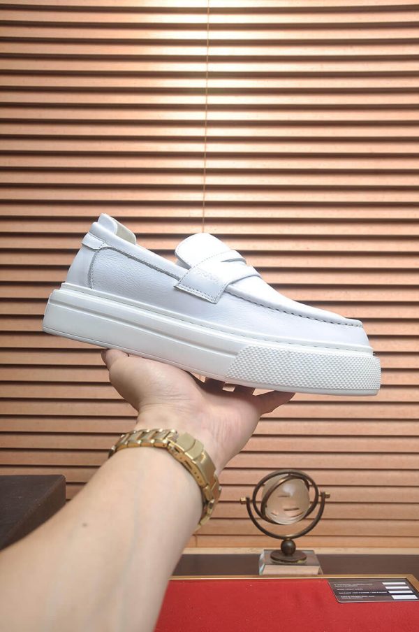 Prada Ivory Leather Platform Loafers