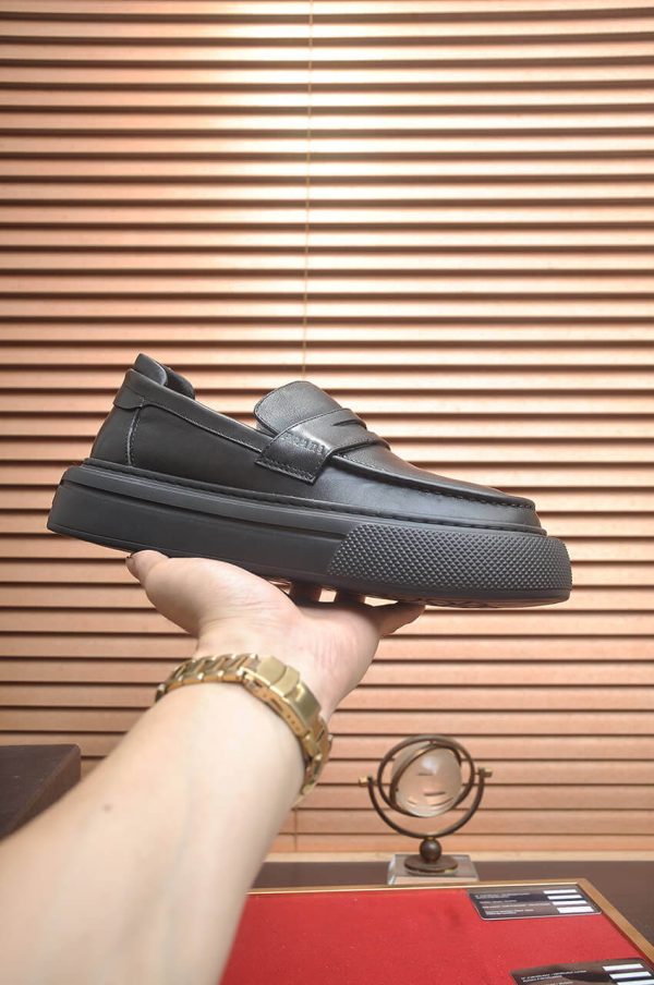 Prada Black Leather Platform Loafers