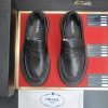 Prada Black Leather Platform Loafers