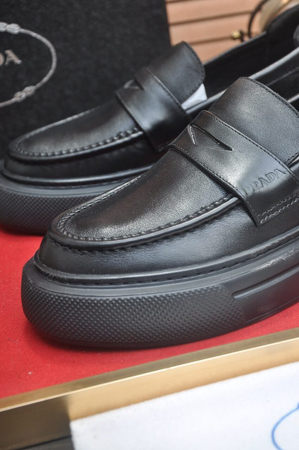 Prada Black Leather Platform Loafers