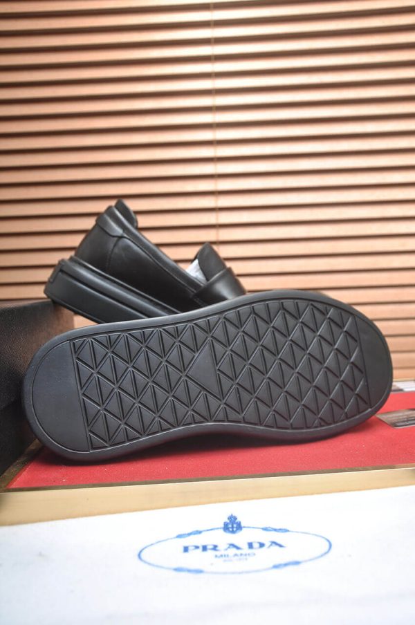 Prada Black Leather Platform Loafers